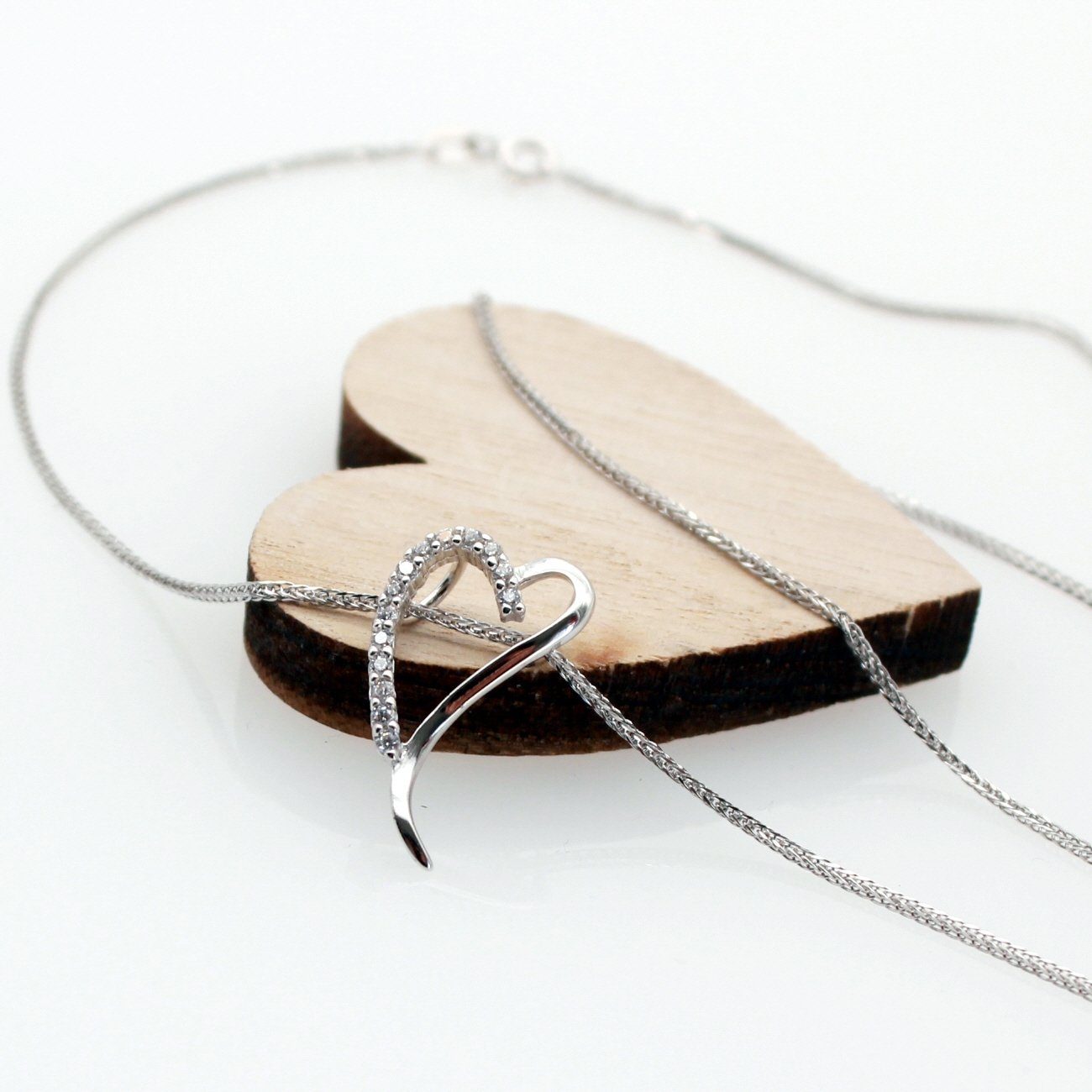 ELLAWIL Herzkette Silberkette 40 cm, Geschenkschachtel Silber Herz Schmuck Halskette mit Anhänger inklusive 925), Ankerkette (Kettenlänge Sterling Kette Damen