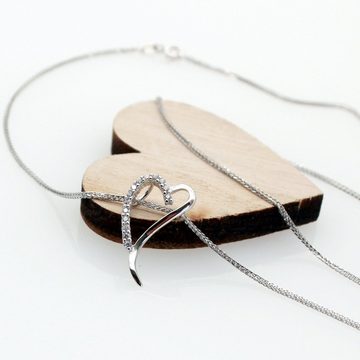 ELLAWIL Herzkette Silberkette Damen Kette mit Herz Anhänger Halskette Schmuck Ankerkette (Kettenlänge 40 cm, Sterling Silber 925), inklusive Geschenkschachtel