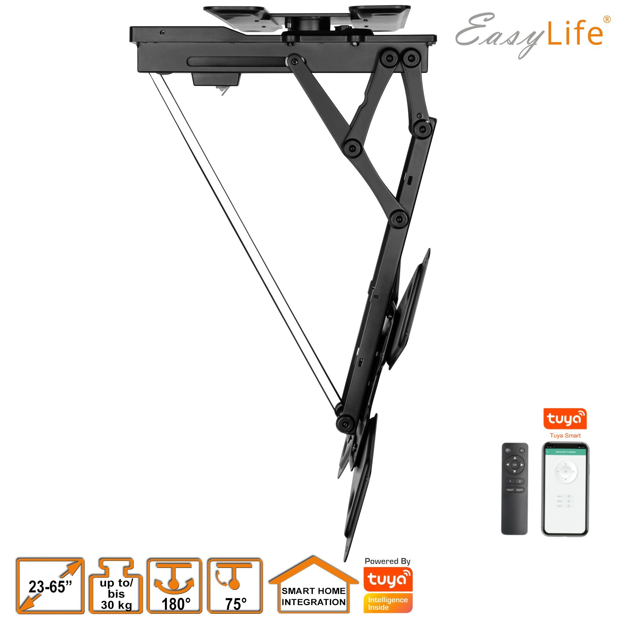 Zoll, drehbar/ TV easylife Smart elektrisch TV-Deckenhalterung Deckenhalter Home 23-65 schwenkbar,