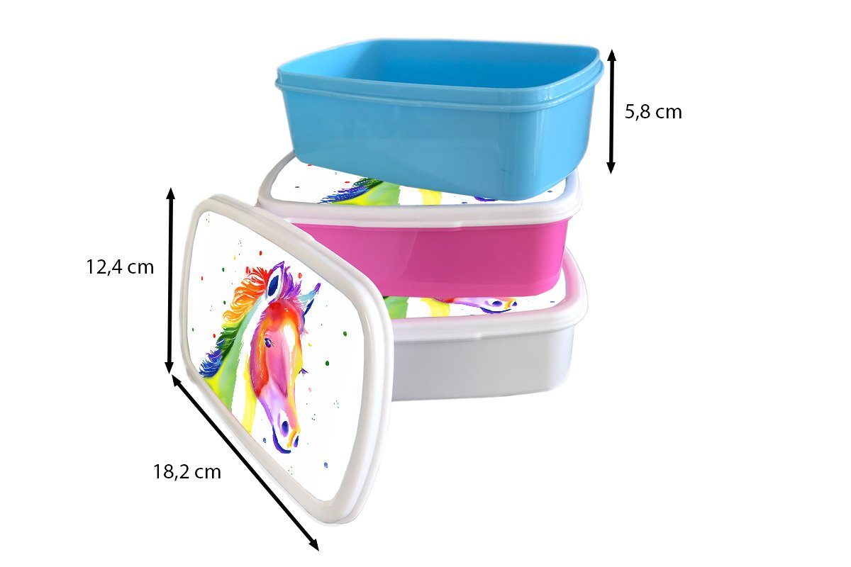 MuchoWow Lunchbox - - - Pferd - Mädchen dots Brotdose Snackbox, Kunststoff Kinder, für Brotbox Erwachsene, rosa (2-tlg), - Regenbogen Kinder Polka Mädchen, Mädchen, Kunststoff