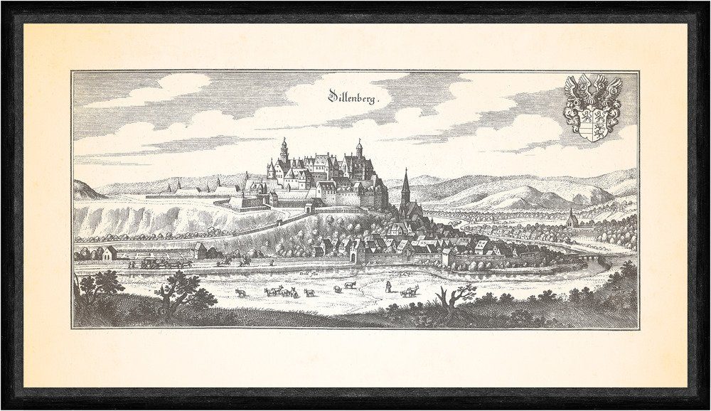 Kunstdruck Dillenberg Dillenburg Wilhelmsturm Hengsparade Dillturm Faks_Merian 0