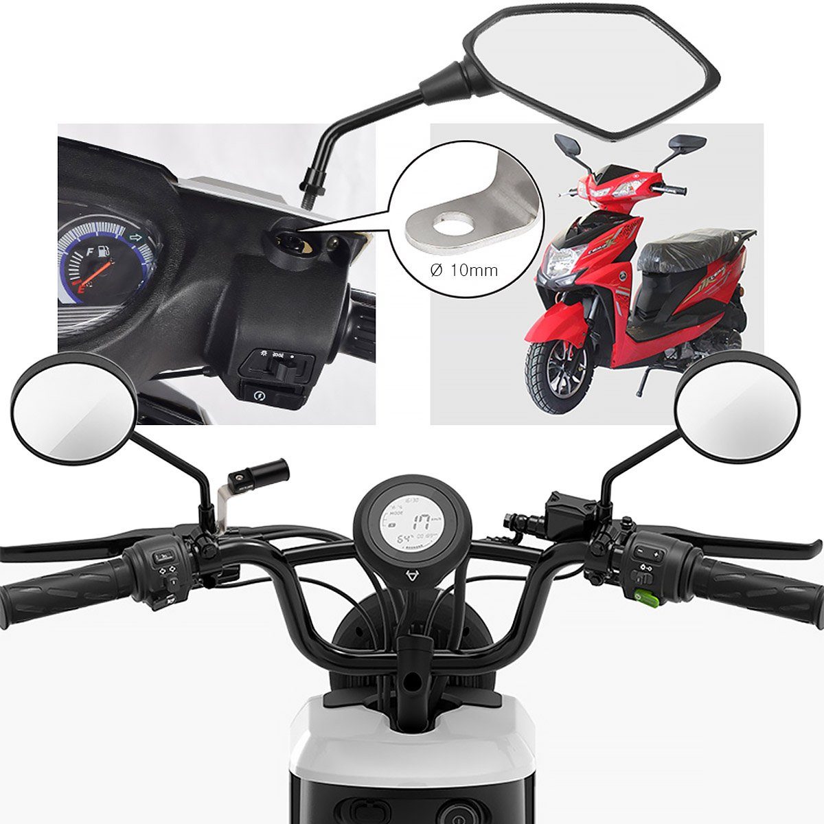 Rückspiegel, Lenker-Erweiterung MidGard Motorrad für Befestigungsadapter Fahrradlenker