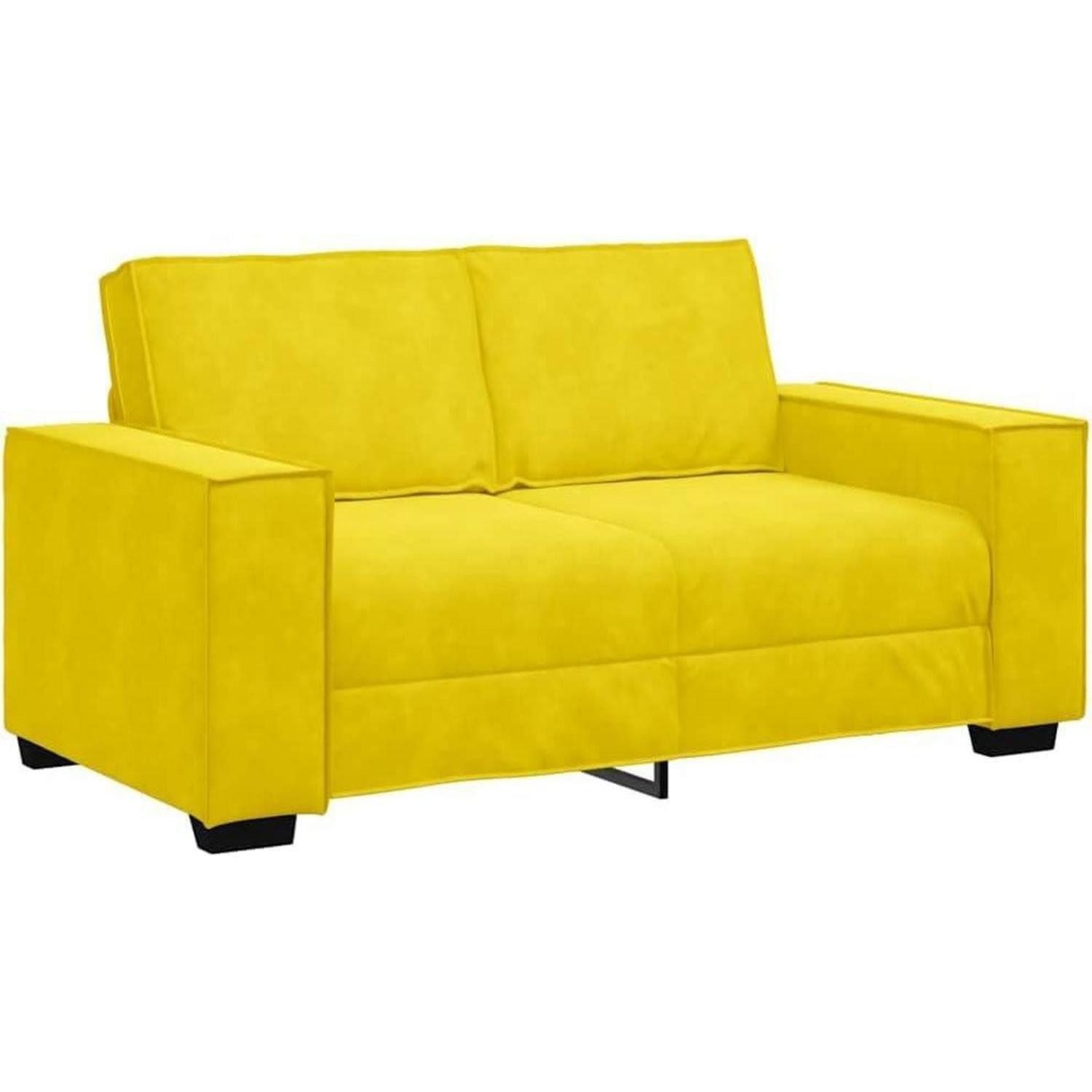 LuxusKollektion 2-Sitzer Sofa 2 Sitzer Wohnzimmer Samt Gelb 120 cm Gelb