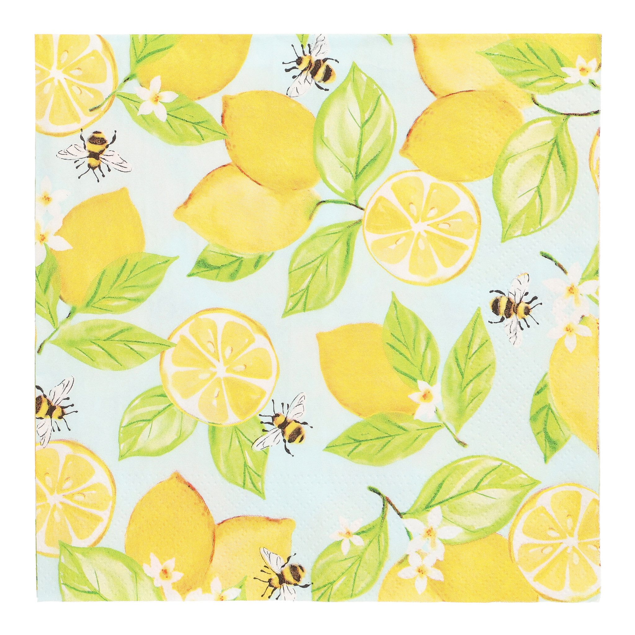 PAPSTAR Papierserviette, Servietten Papier 33x33cm 3-lag Zitronen & Bienen Motiv 20 Stück Gelb
