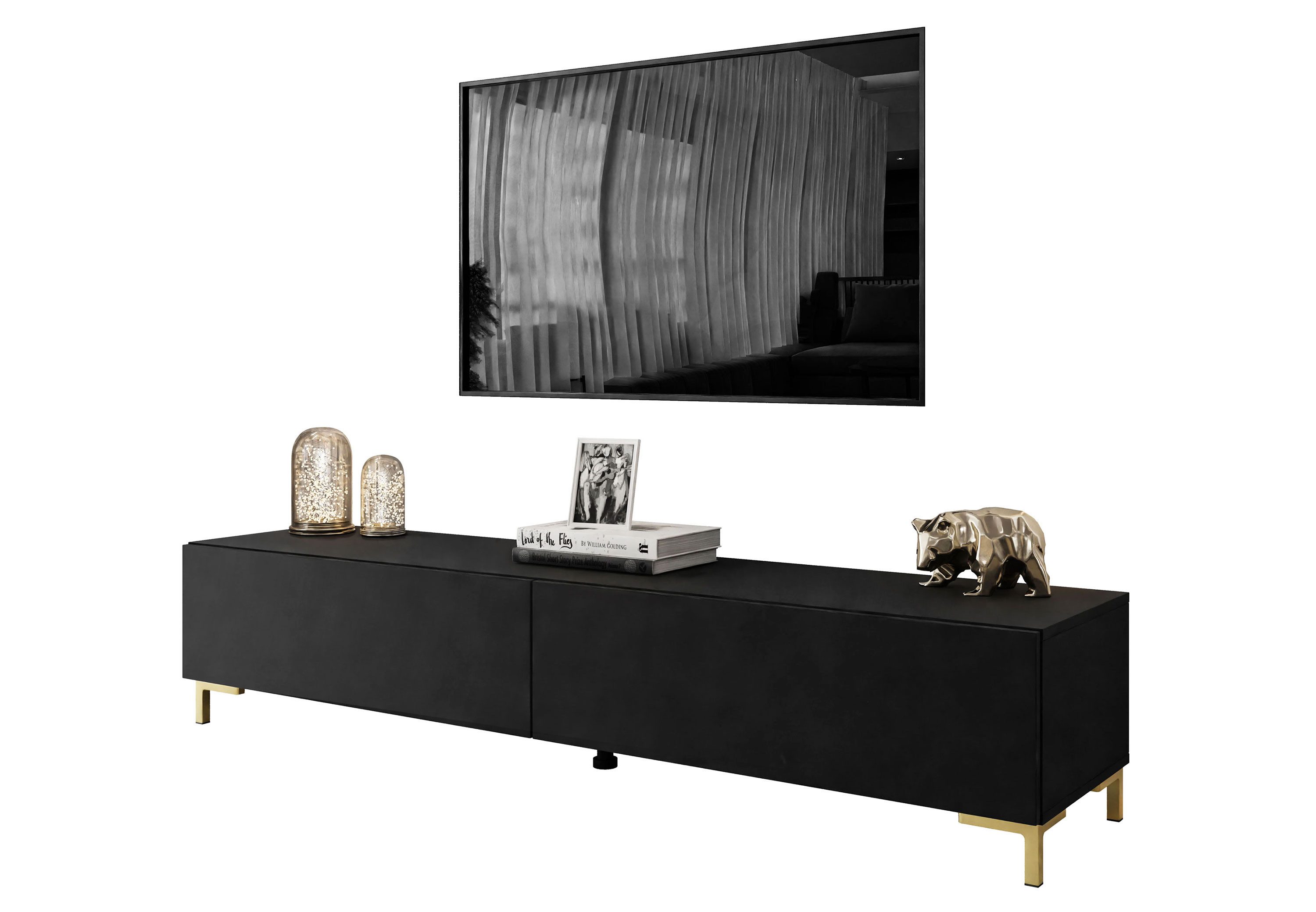 Lookway Lowboard COLETTE MATT TV-Schrank mit Füße und LED Beleuchtung