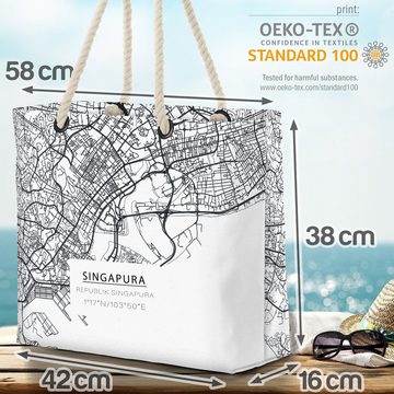 VOID Strandtasche (1-tlg), Singapur Stadtplan Beach Bag Singapore Asien Städtereise Karte Landkarte Urlaub