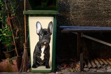 MuchoWow Wandsticker Französische Bulldogge - Schwarz - Beige (1 St), Mülleimer-aufkleber, Mülltonne, Sticker, Container, Abfalbehälter