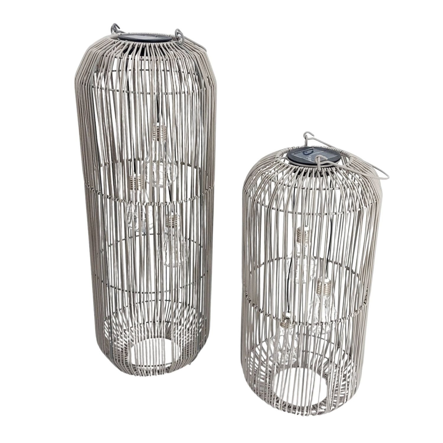 formano LED Tischleuchte Rattan-Optik, LED, Solarbetrieben, Grau, Bänder, H: 60cm