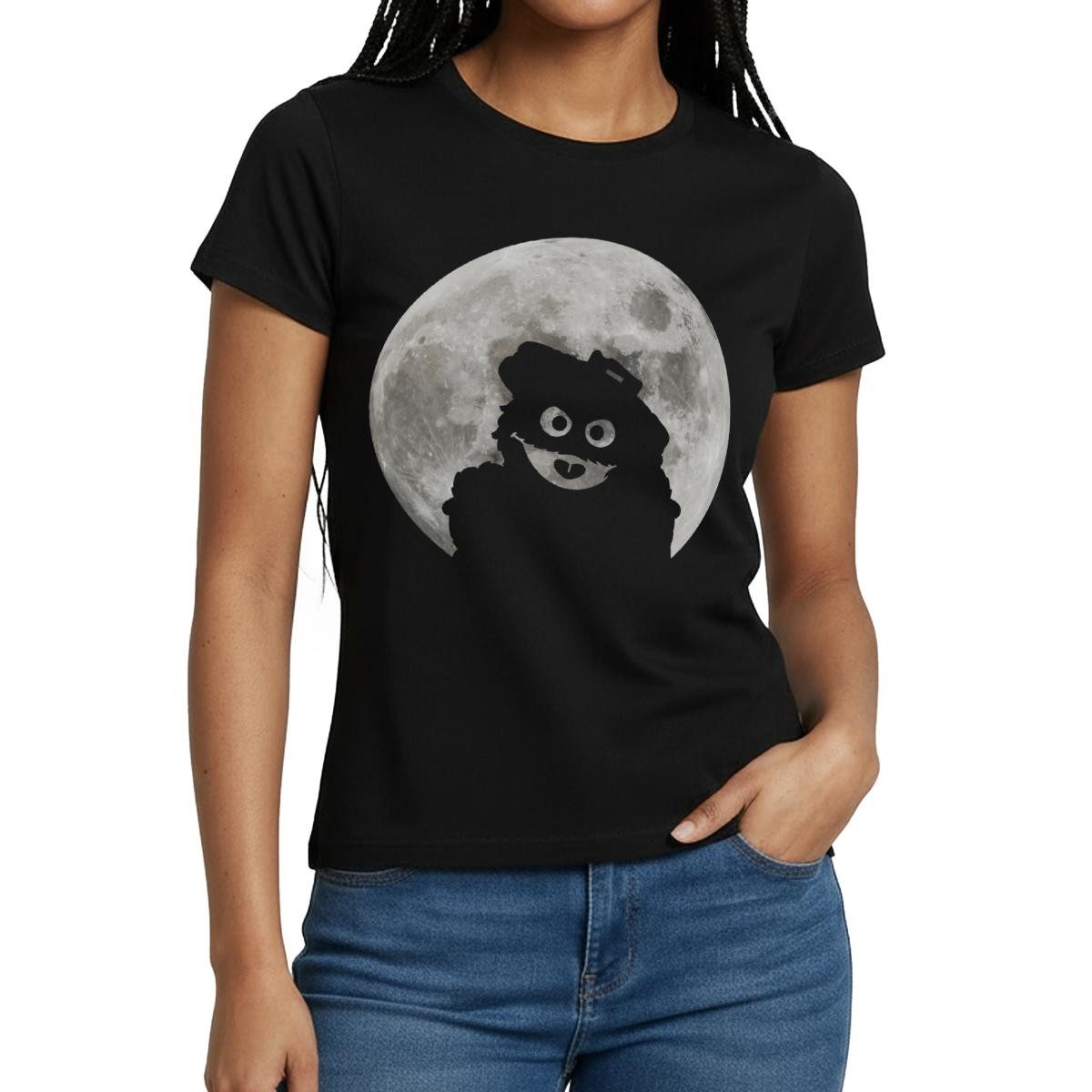 Spreadshirt T-Shirt Sesamstraße Oskar In Einer Vollmondnacht Frauen T-Shirt (1-tlg) Slim Fit, fällt klein aus
