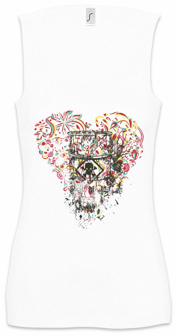 Urban Backwoods Tanktop Toxic Ornament Heart Ärmelloses Damen T-Shirt Tattoo Artist Skull Totenkopf Poison Giftmüll Waste