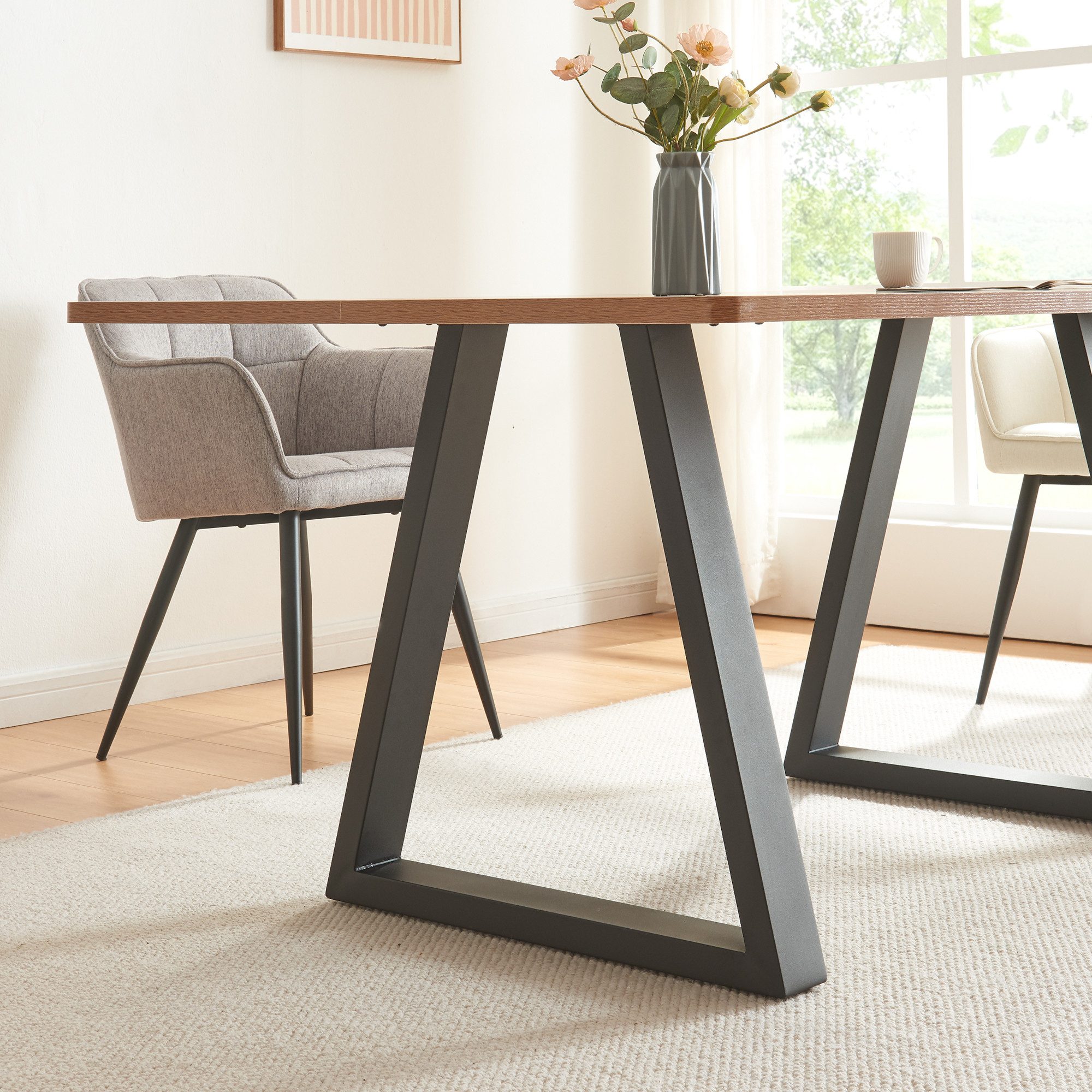 en.casa Tischgestell (2-St., 2er Set), »Greiling« Stahl 72 x 70 cm Schwarz