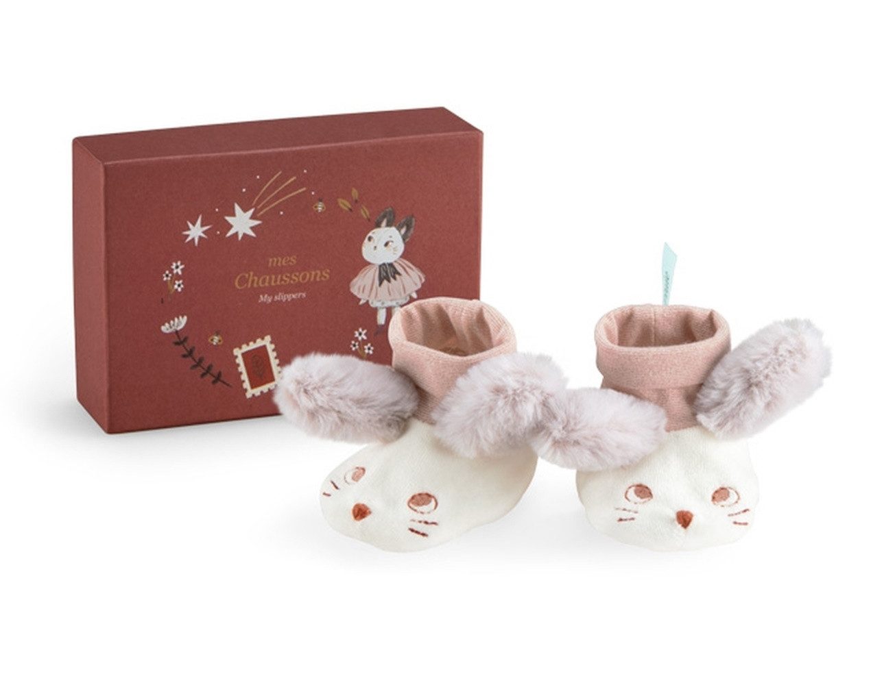 Moulin Roty Baby Stoffschühchen Babyschuhe 0-6 m Stoffschuhe Geschenkbox Krabbelschuh