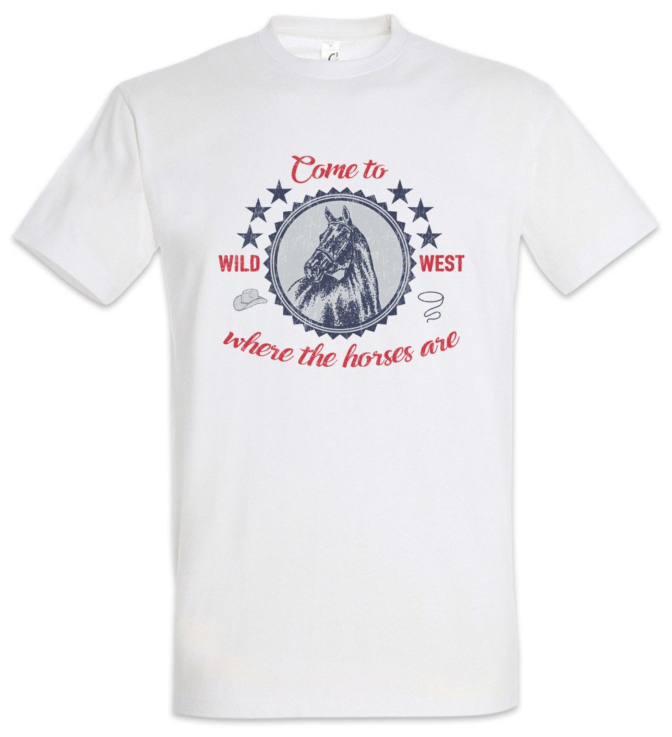 Urban Backwoods Print-Shirt Come To The Wild West Herren T-Shirt Horse Pferd Rodeo Sport Cowgirl (1-tlg) Cowboy Western Reiten Reiter