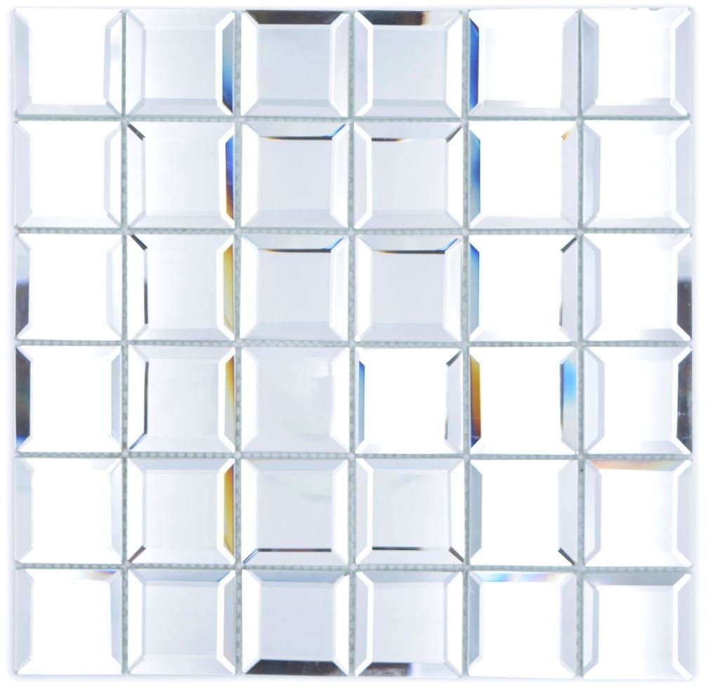 Mosani Mosaikfliesen Glasmosaik Mosaikfliesen silber Spiegelmosaik