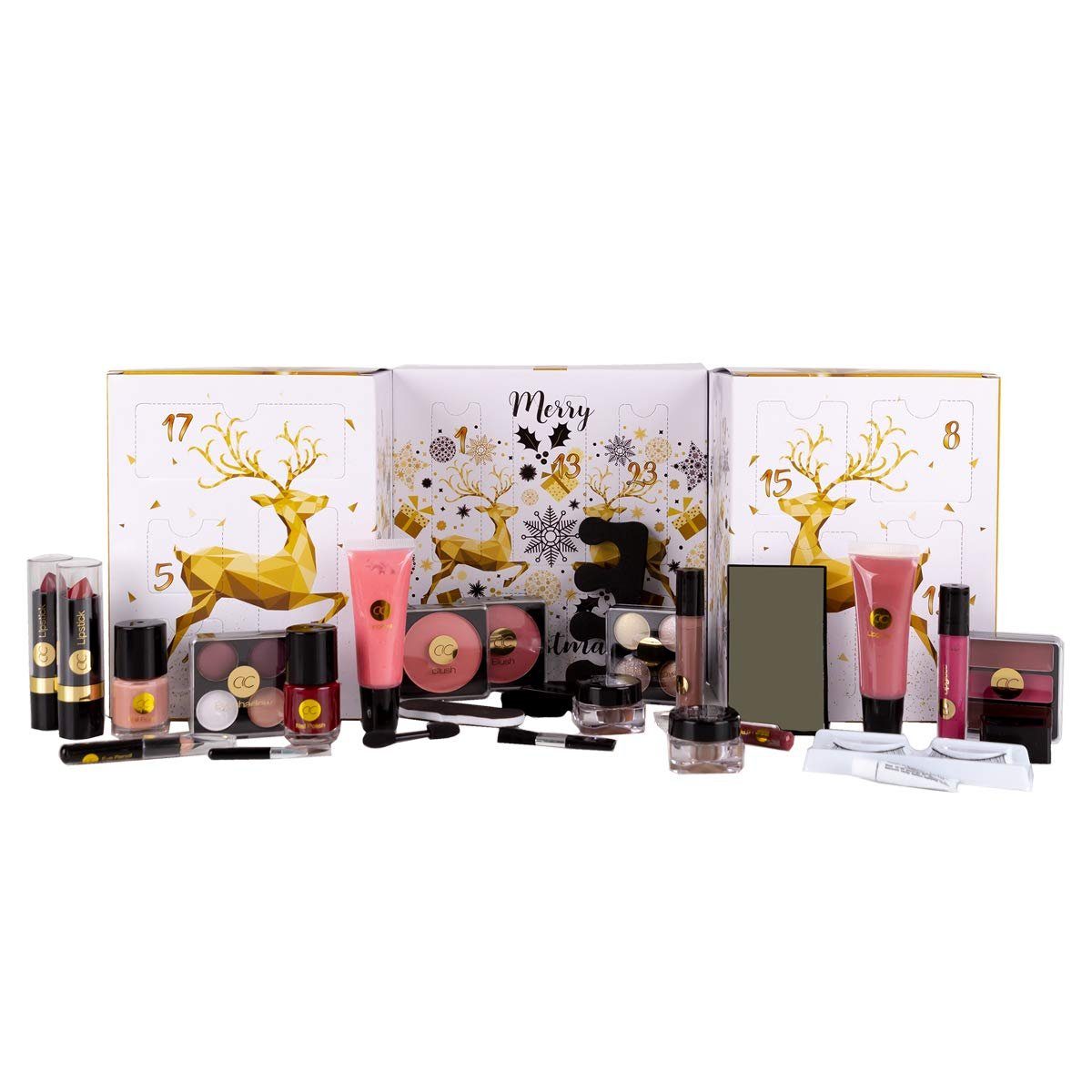 24 Zehenspreizer, ACCENTRA vom Schmink-Set umfangreiches Make-up Kosmetik-Spiegel Adventskalender Styling im Kleinigkeiten Advent Beauty-Adventskalender Schminke mit