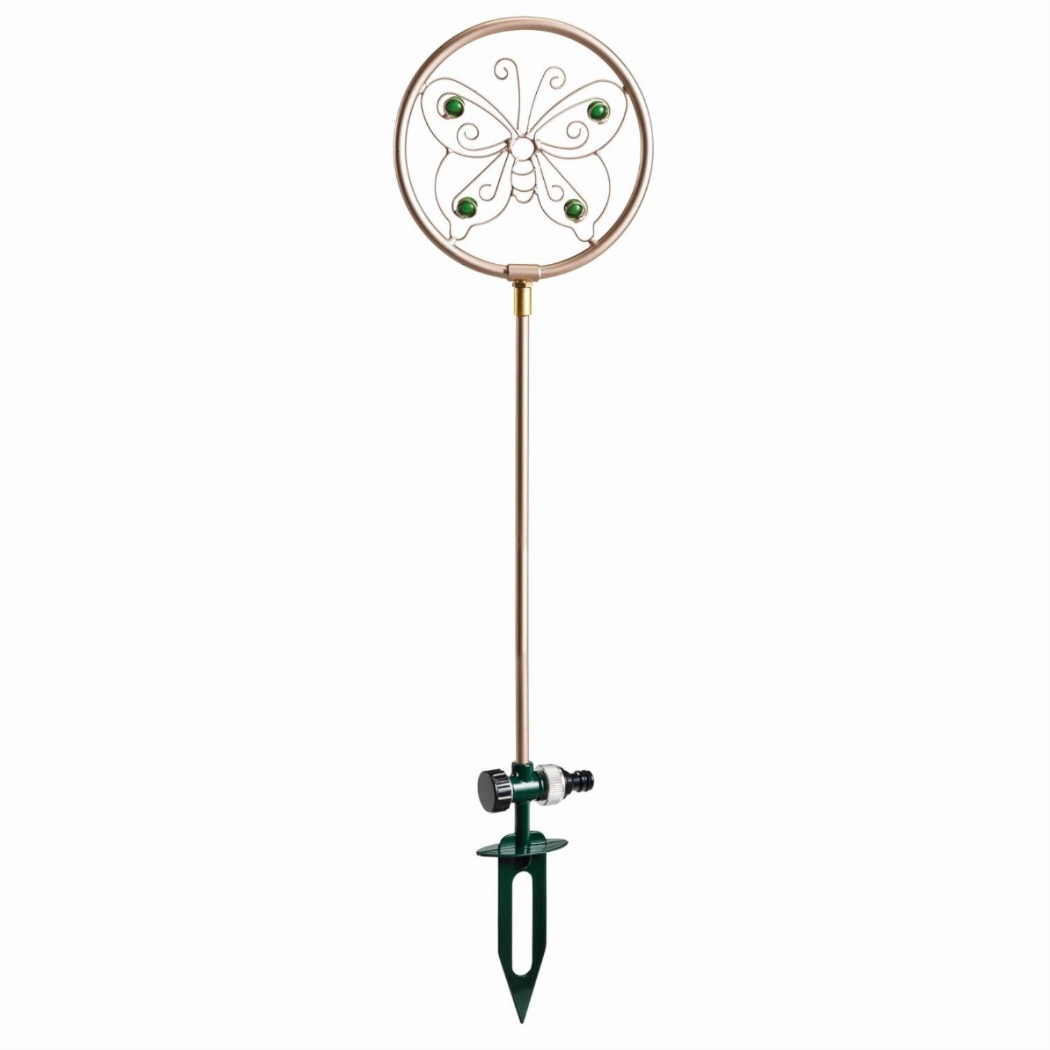 Wasserspiel Rasensprenger SCHMETTERLING Edelstahl Sprinkler rotierend mit Erdspieß