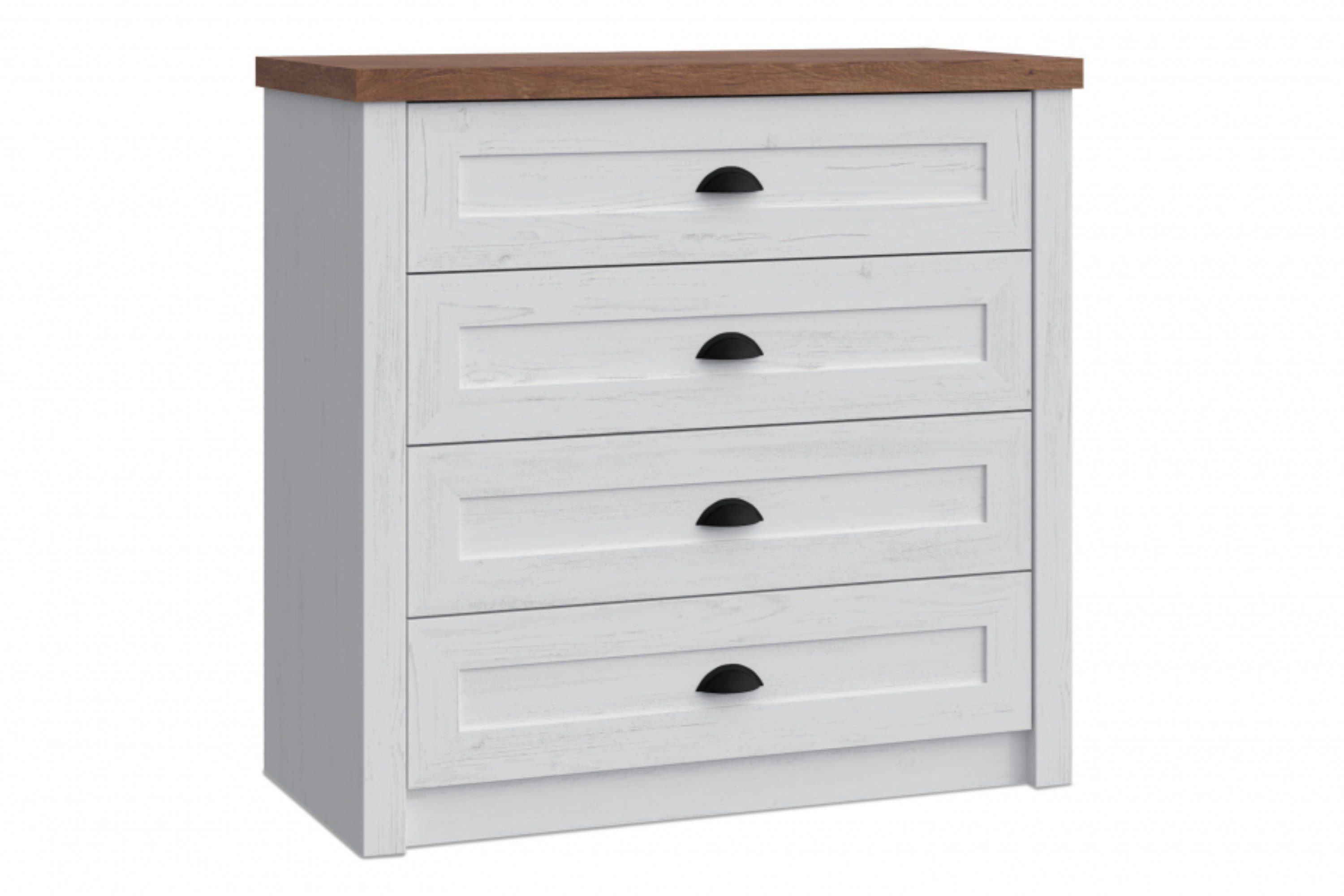 KONSIMO® Schubkastenkommode LEMAS Kommode mit 4 Schubladen, hergestellt in der EU, zeitloses Design, Provenzalischer Stil, Breite 88 cm