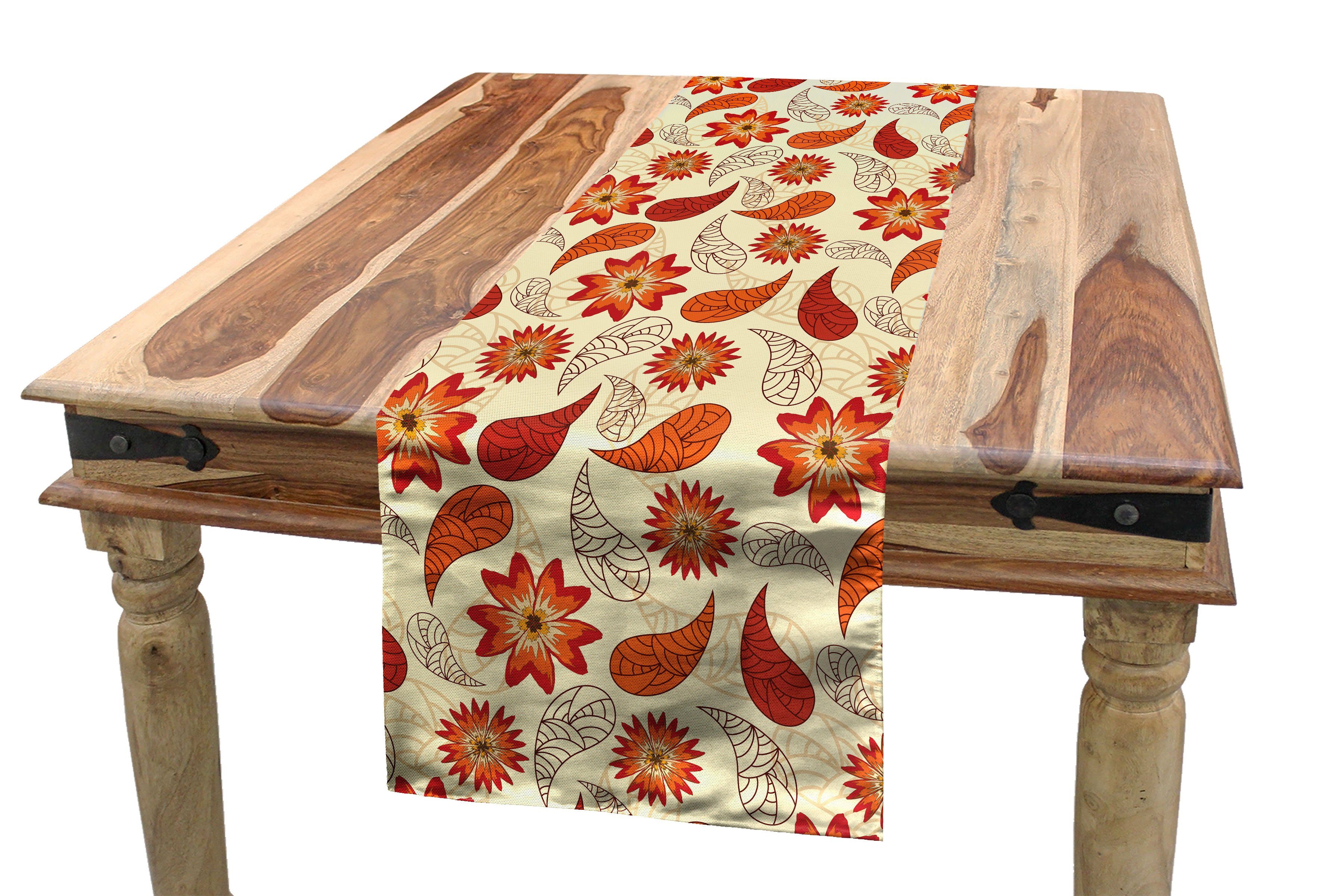 Abakuhaus Tischläufer Esszimmer Küche Rechteckiger Red Retro Tischläufer, Mohnblumen-Blumen Blumen Dekorativer
