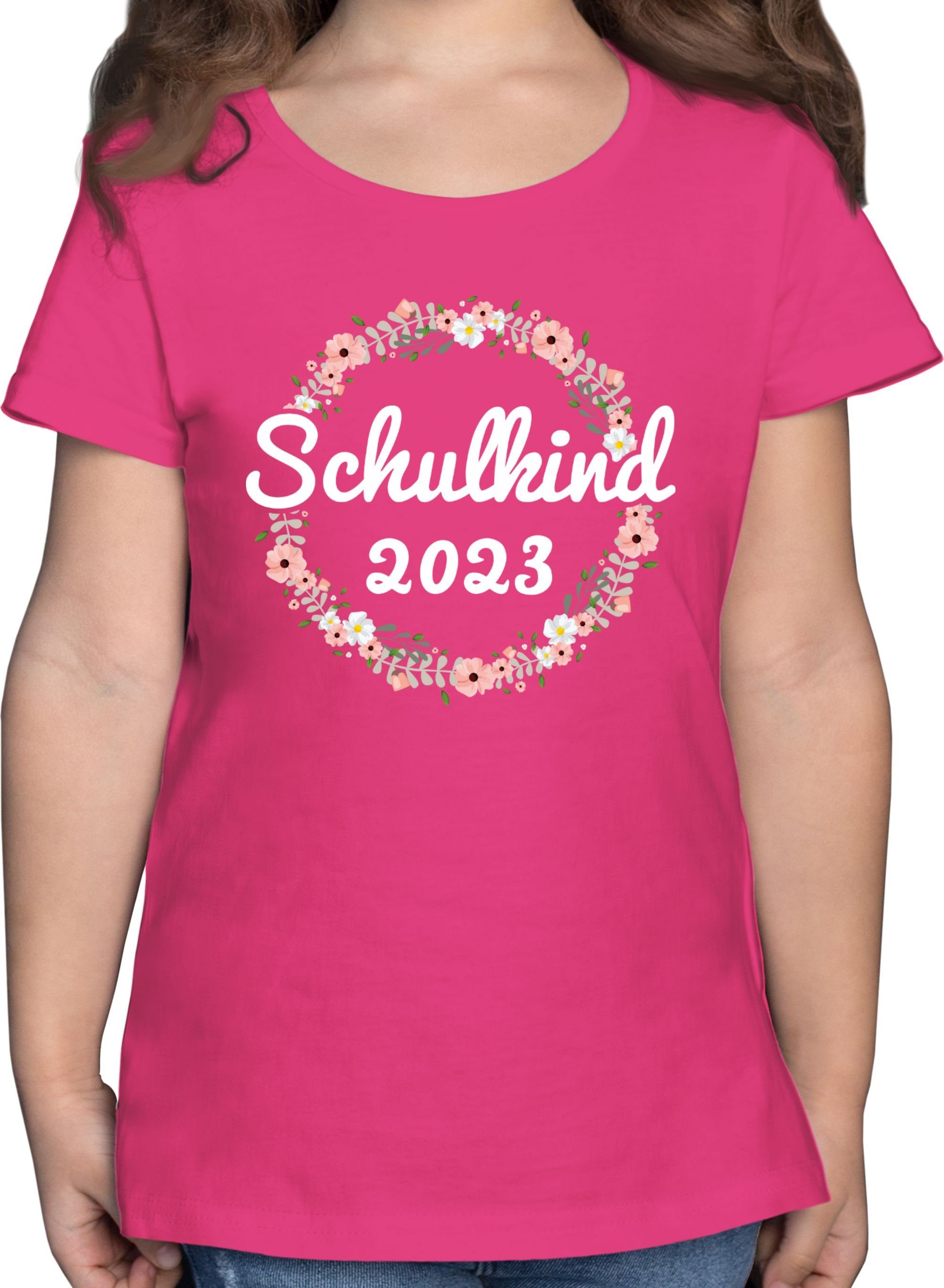 Shirtracer T-Shirt Schulkind 2023 Einschulung Mädchen 1 Fuchsia