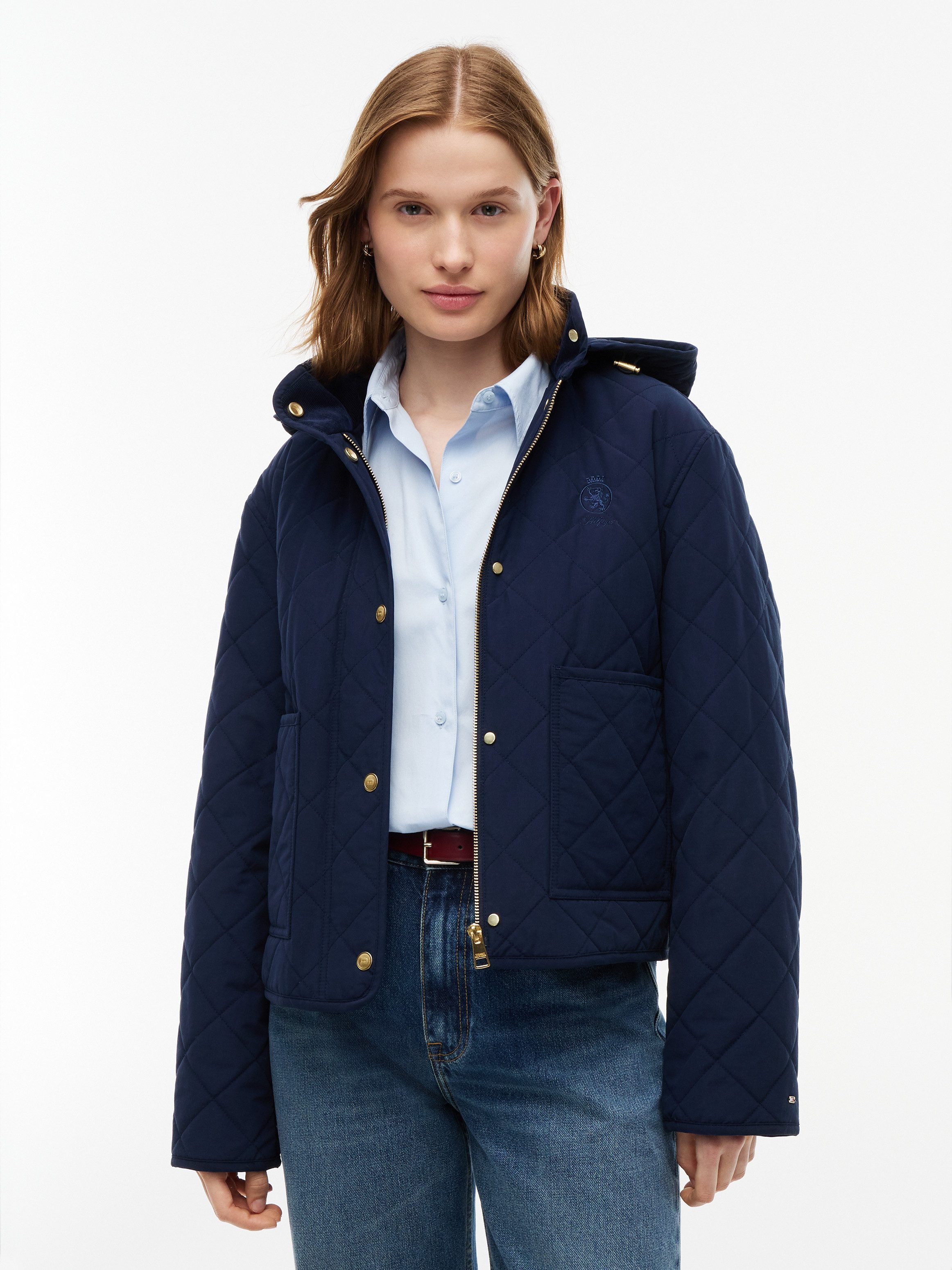 Tommy Hilfiger Steppjacke QUILTED HOOD JACKET Baumwollmischung