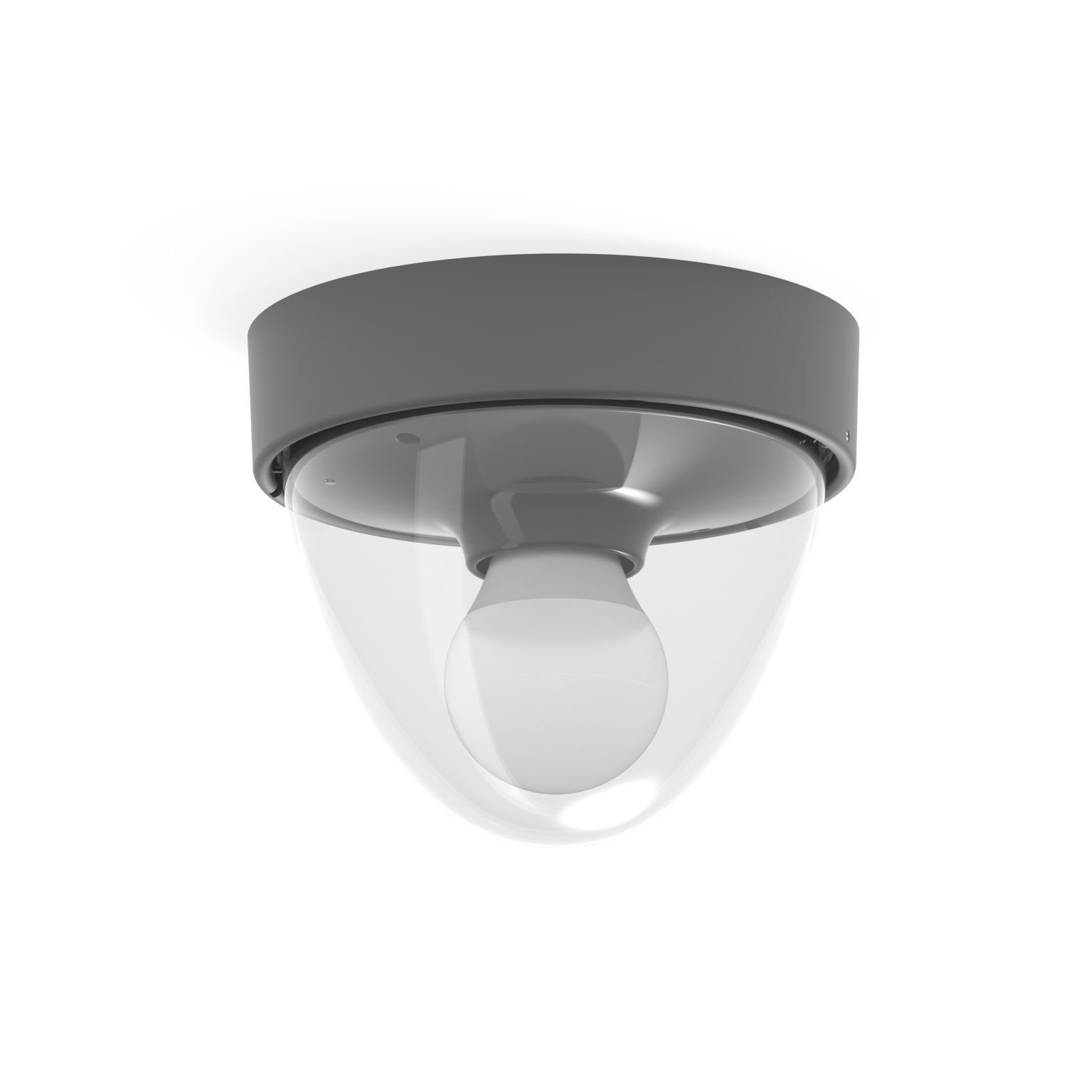 E27 Deckenlampe Licht-Erlebnisse Deckenleuchte ohne Ø18cm Bewegungsmelder IP44 Leuchtmittel, mit MAIRA, Grau Badlampe rund