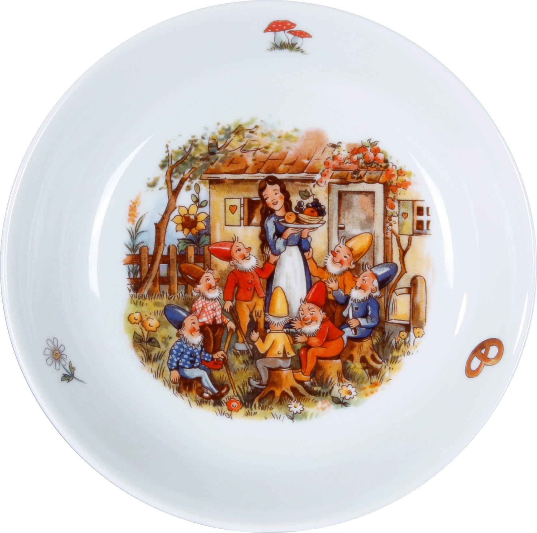 L.E.R.D.93 Kindergeschirr-Set Kindergedeck 3-tlg. Porzellan, buntes Märchenmotiv "Schneewittchen", Porzellan, Wunderschönes buntes Märchenmotiv "Der Froschkönig" .