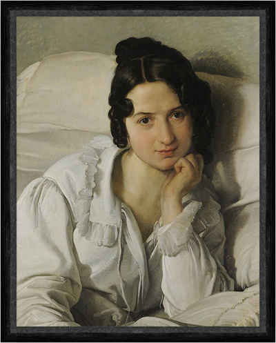 Kunstdruck Portrait of Carolina Zucchi, The Sick Woman Hayez Frau Bett Faks_B 01, (1 St)