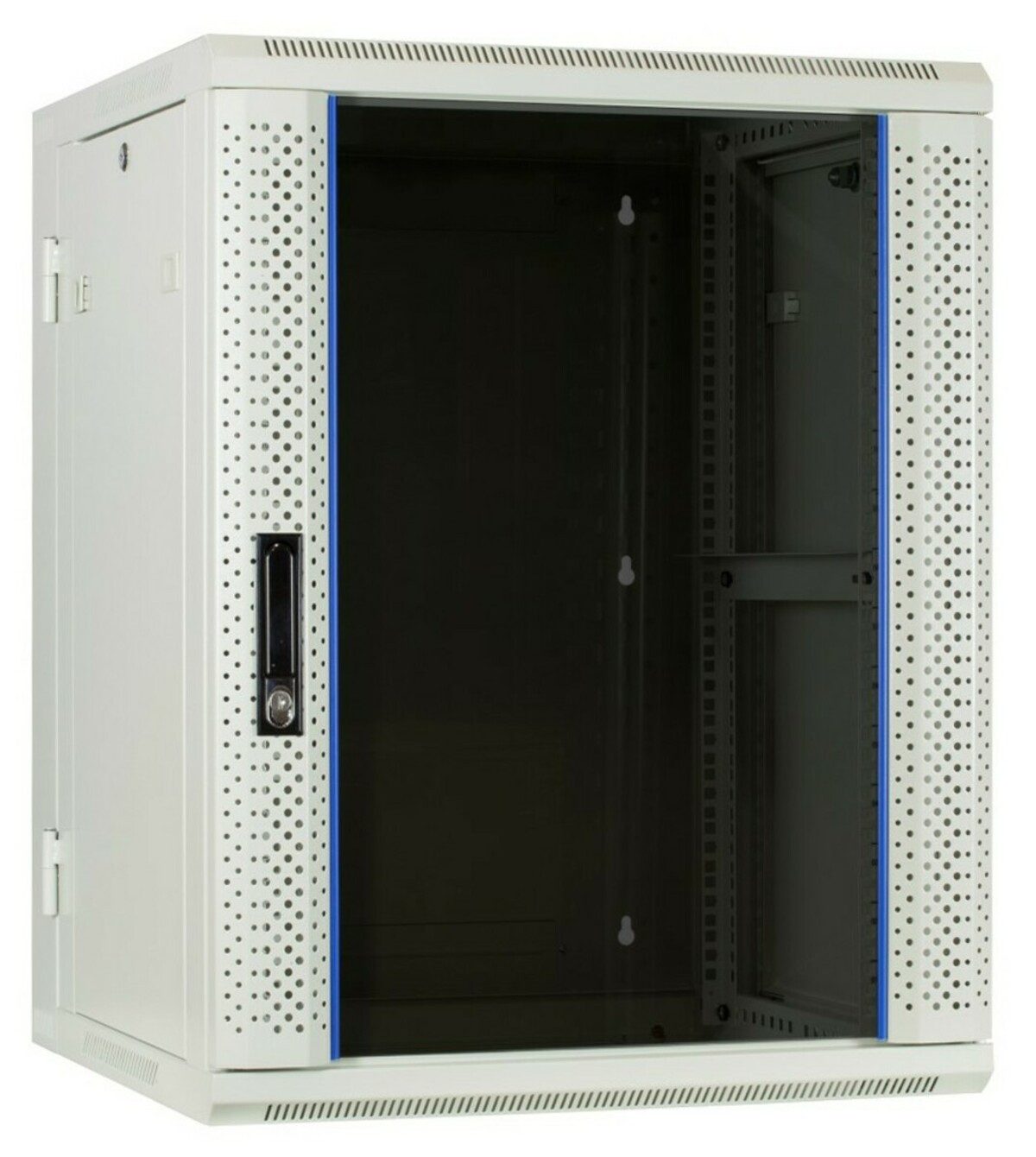 DSIT Wandgehäuse 15 HE Serverschrank, wendbares Wandgehäuse mit Glastür, Weiß (BxTxH)
