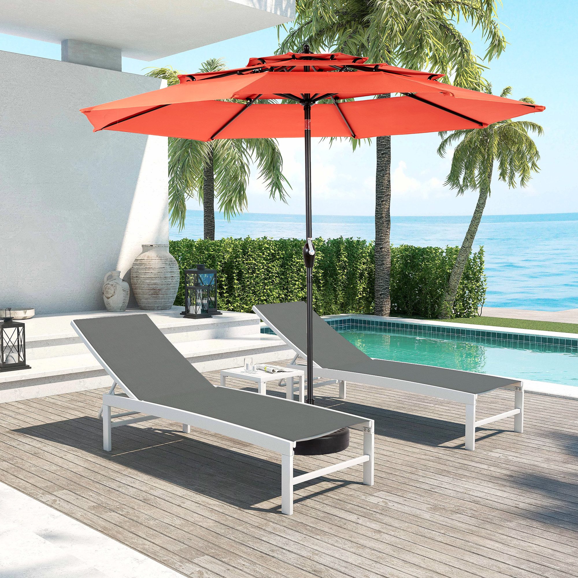 Thumbnail - OKWISH Sonnenschirm doppelseitiger Sonnenschirm, LxB: 295x295 cm, Schirm, mit Kurbelmechanismus, UV-Schutz für Garten, T...