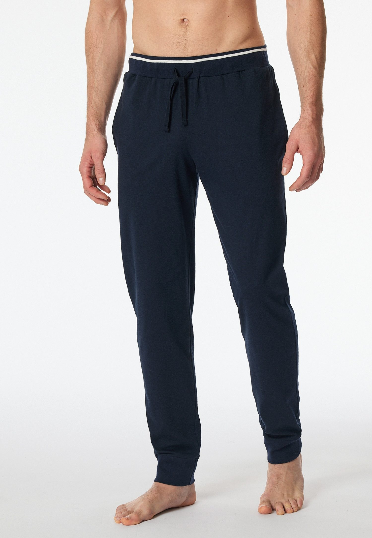 Schiesser Pyjamahose Mix+Relax Reine Baumwolle, seitliche Taschen, Bindeband