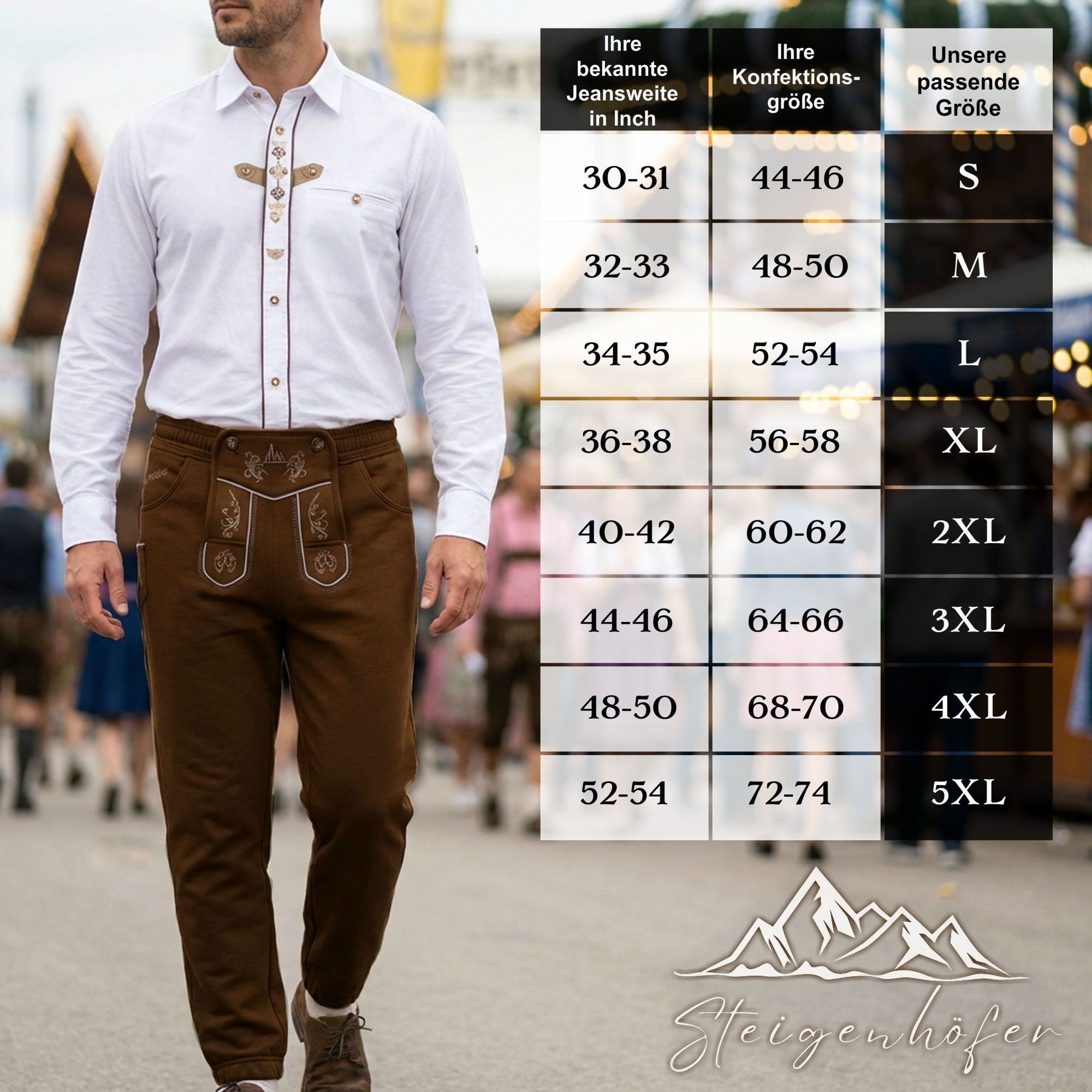 Steigenhöfer Manufaktur Trachtenhose Lange Jogginghose mit Kordelzug im Lederhosen Look - Marius Jogging Lederhose Herren Tracht - Für dein Oktoberfest Herren O – Bild 5 von 5