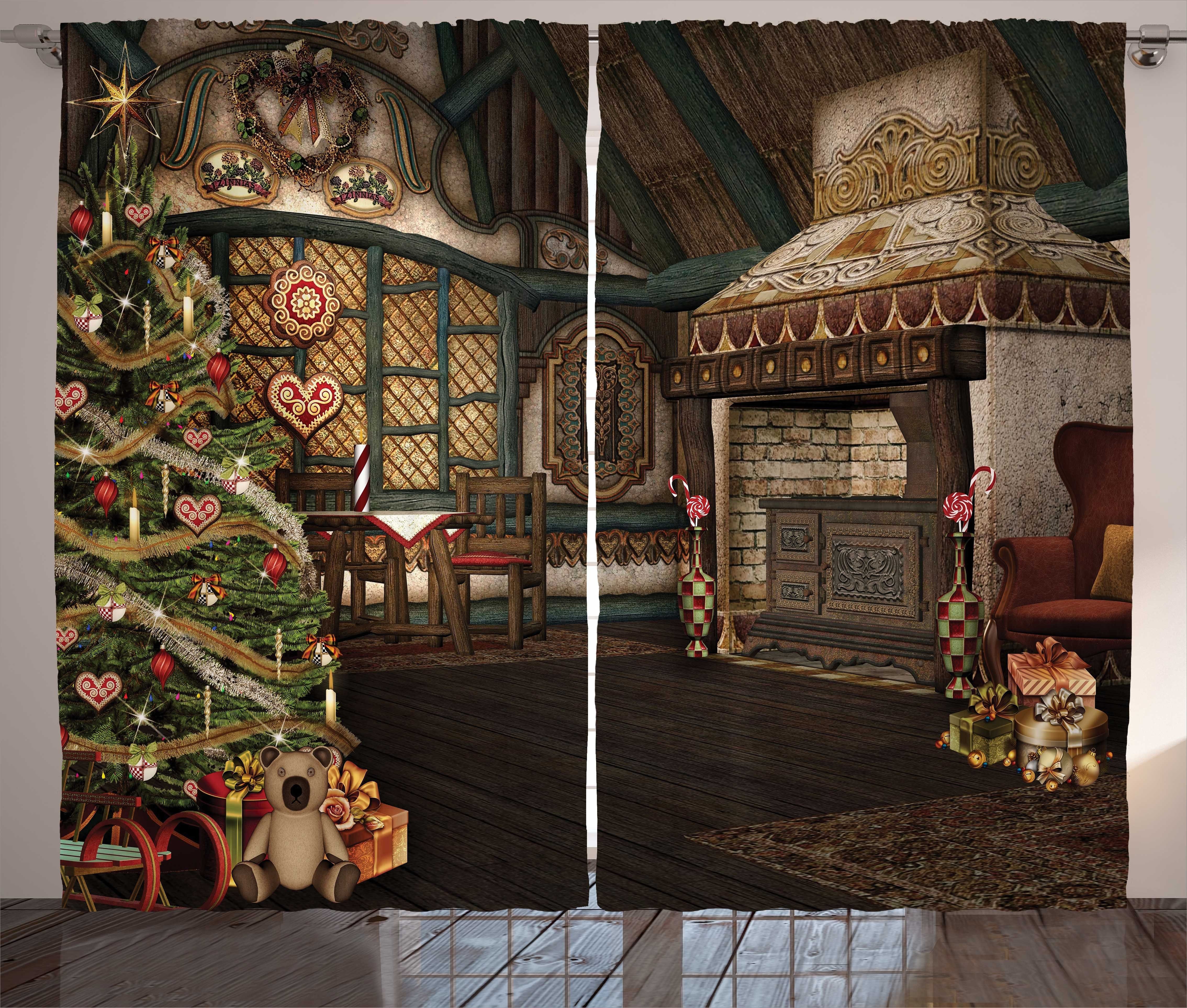 Gardine Schlafzimmer Kräuselband Vorhang mit Schlaufen Abakuhaus, Haken, und Winter-Feier Weihnachten