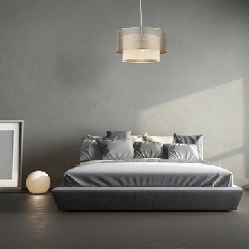 relaxdays Hängeleuchte Hängelampe Wohnzimmer silber, Braun