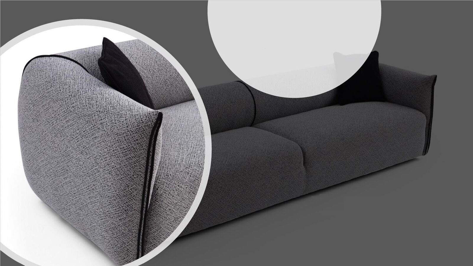 JVmoebel Neu, Stoff Europe Sitzer 1 Luxus Dreisitzer Couchen 3-Sitzer Sofa Wohnzimmer 3 Teile, Made grau in Möbel