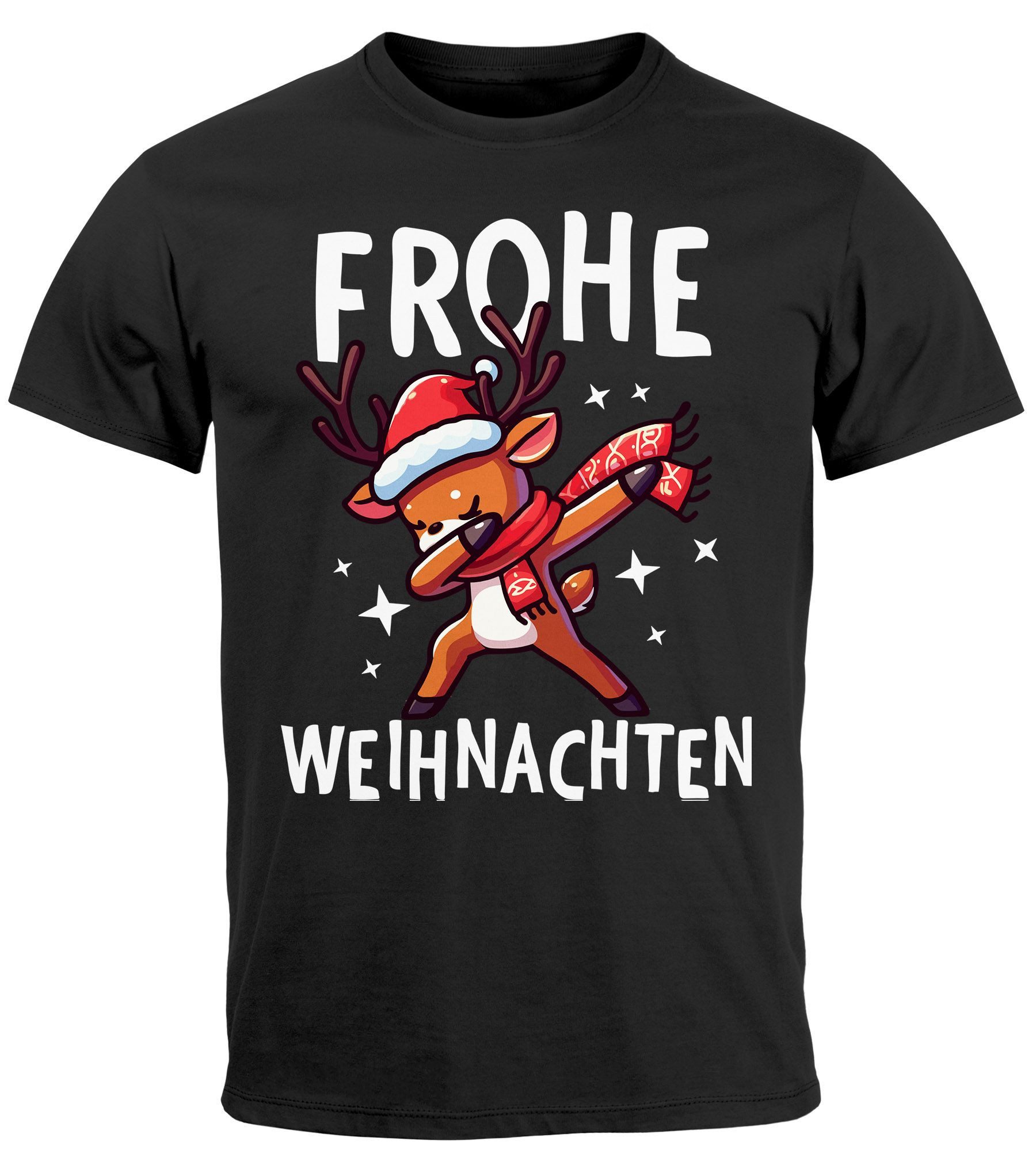 Herren T-Shirt Weihnachten Lustig - Totenkopf Mit Weihnachtsmütze - MoonWorks