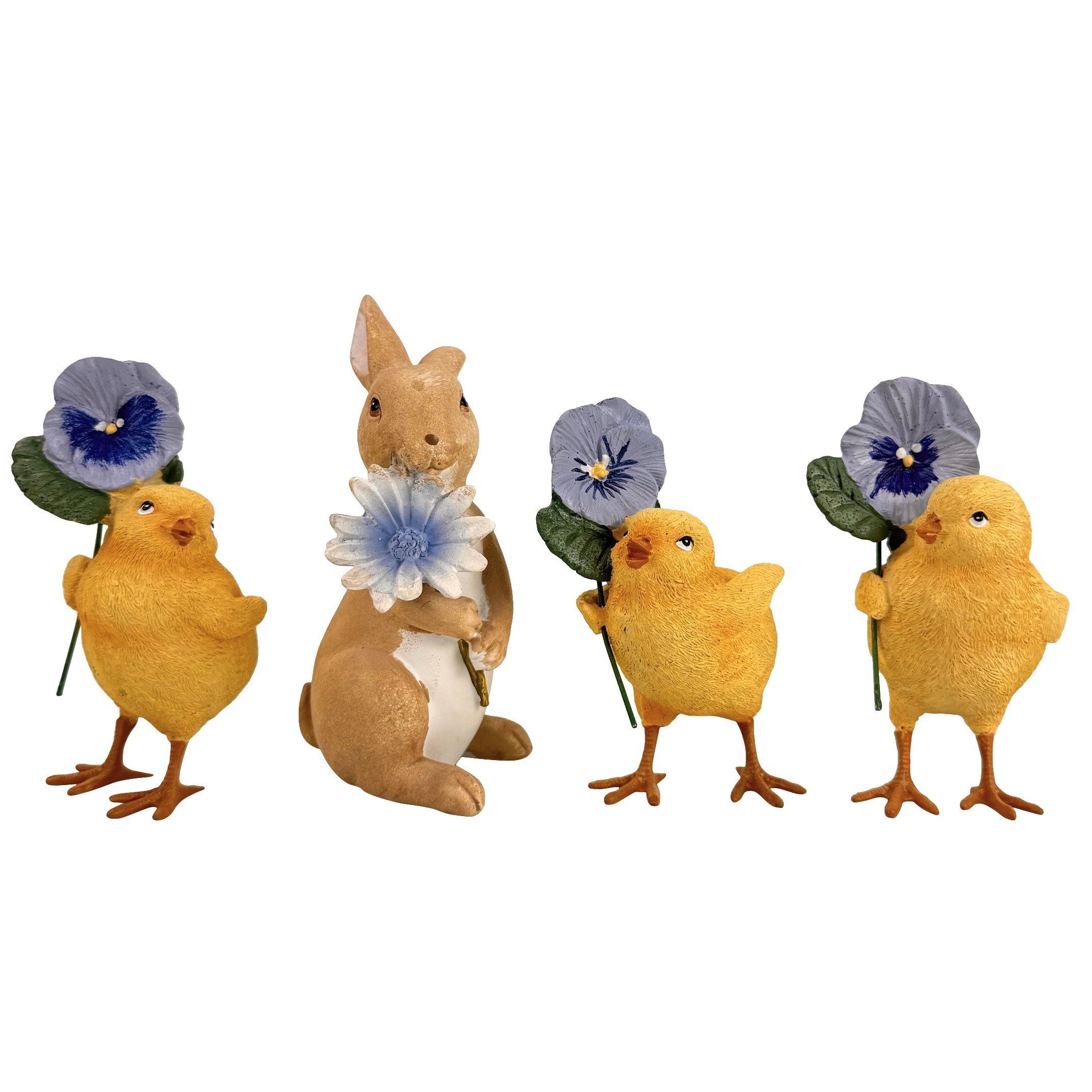 Online-Fuchs Dekofigur Osterhase mit 3 süßen Küken - Frühlingsdeko, Osterde günstig online kaufen