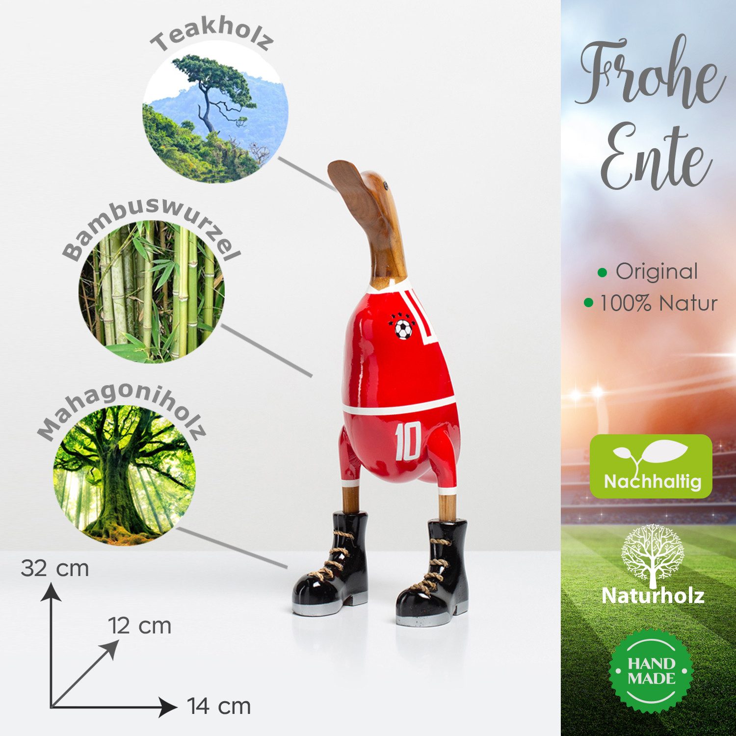 Rikmani Dekofigur Holzfigur Ente Stiefel - günstig online kaufen
