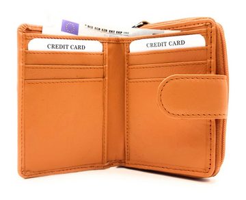 MUSTANG Mini Geldbörse kleines echt Leder Damen Portemonnaie mit RFID Schutz "Seattle", Urlaubsbörse, toller Orangeton