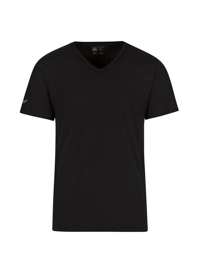 Trigema T-Shirt TRIGEMA V-Shirt TRIGEMA-Schwinge Bio-Baumwolle Gestickte (kbA), aus rechtem 100% Arm auf