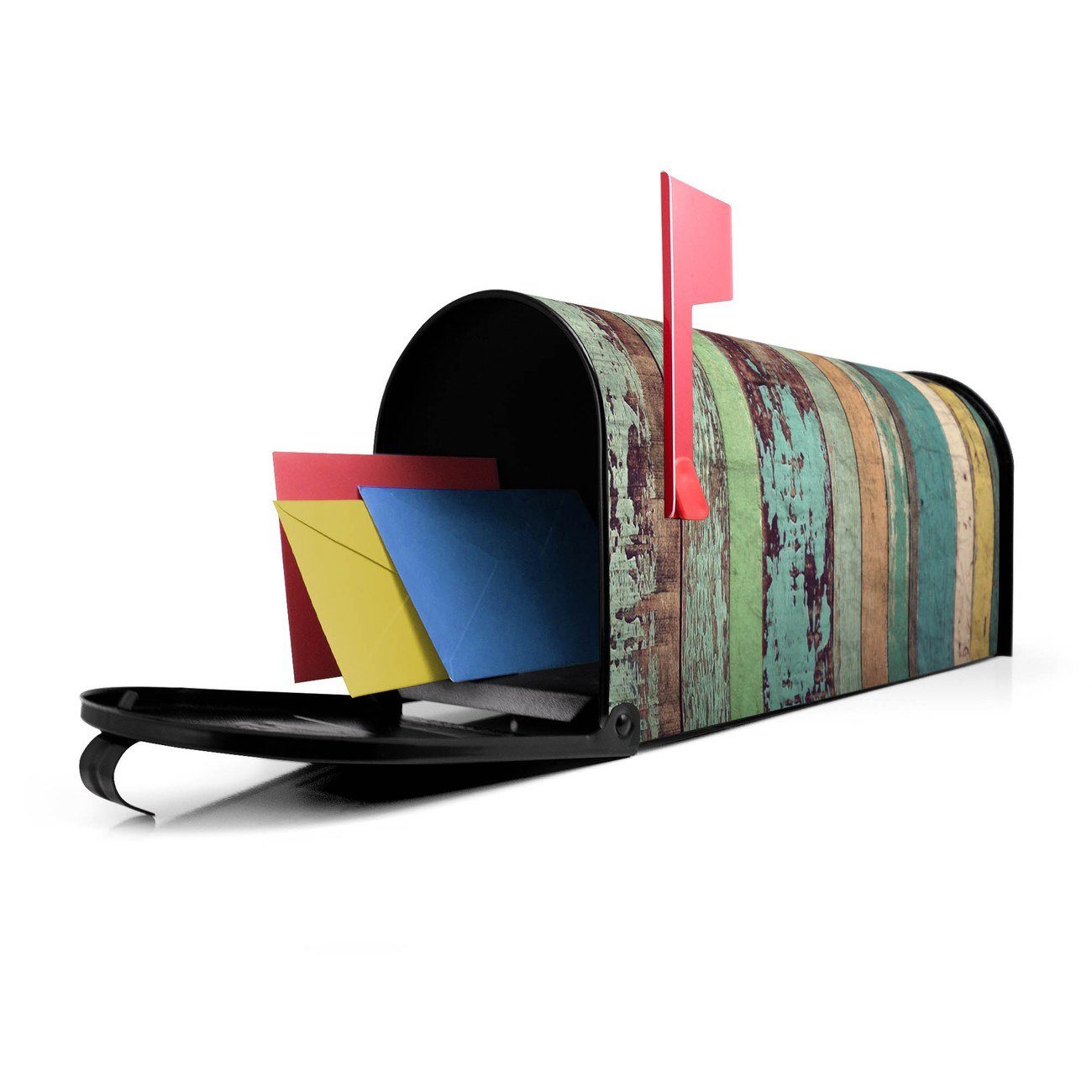 banjado Amerikanischer Briefkasten Bretterwand Briefkasten, 51 original Mississippi schwarz Bunte 17 (Amerikanischer x x aus Mailbox USA), cm 22