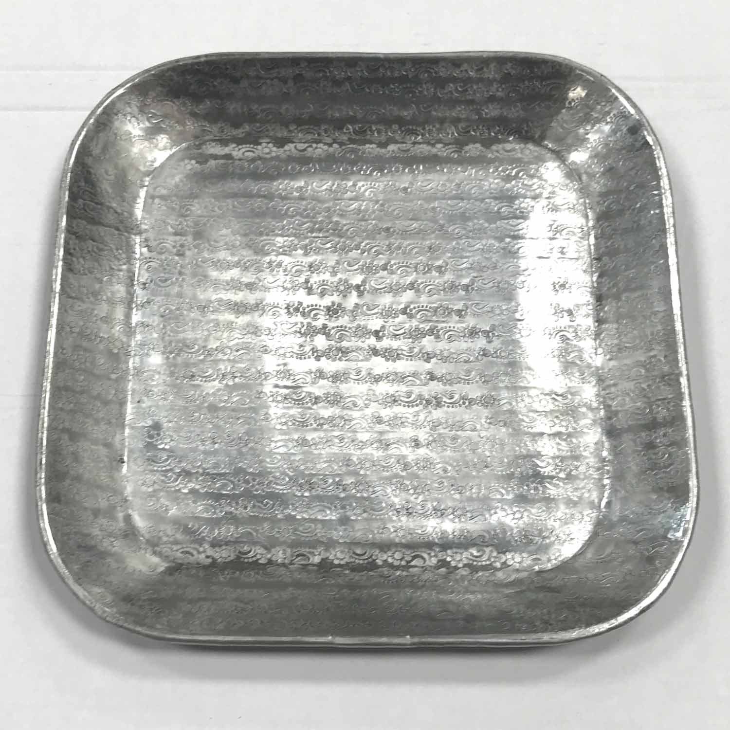 Casa Moro Tablett Orientalisches Tablett Prisma 38x38cm mit Hammerschlag Optik, Aluminium, (Optik, Boho Chic, Dekotablett Serviertablett), für einfach schöner Wohnen Silber