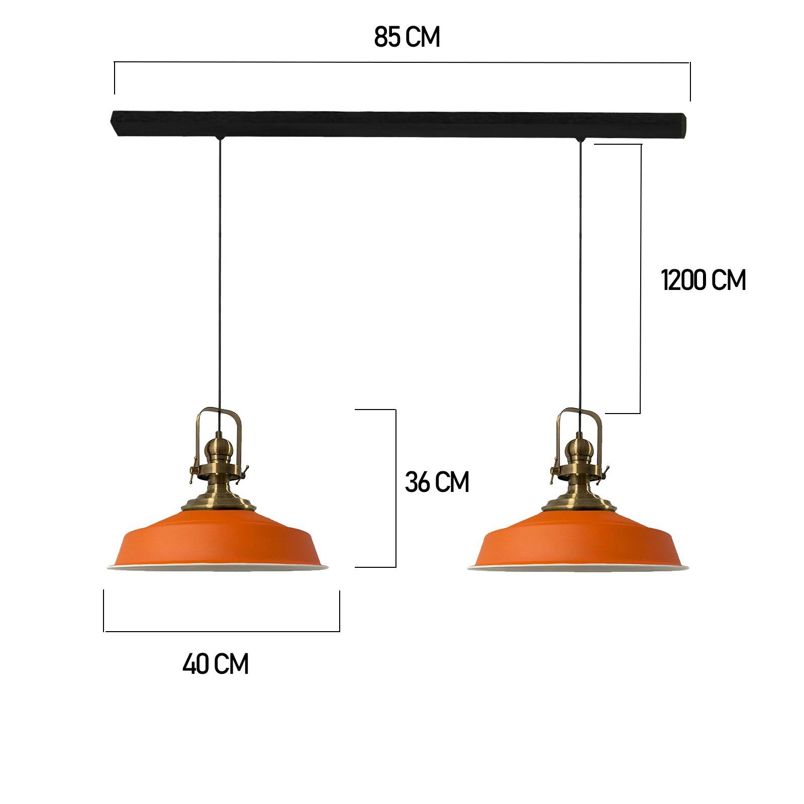 Bamyum Pendelleuchte Asletl Hängelampe aus Metall 2 Flammige, E27, Vintage Lampe, ohne Leuchtmittel – Bild 5 von 5