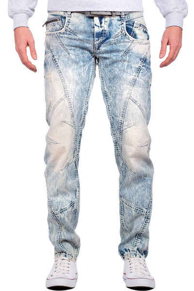 Cipo & Baxx 5-Pocket-Jeans Hose BA-C0894A W30/L32 (1-tlg) mit Verzierungen und dicken Nähten