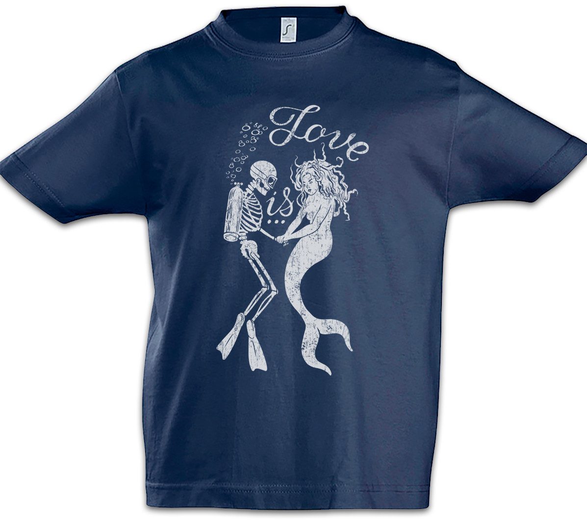 Print-Shirt Mermaid Diver Love Kinder T-Shirt Surfer Surfen Toter Taucher Tauchen