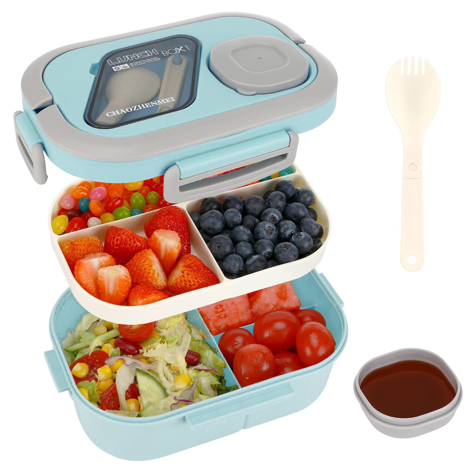 Auledio Lunchbox Lunchbox mit Fächern, Bento Box für Mittagessen und Salat, mit Löffel, BPA-frei, für Erwachsene & Kinder, praktischer Mahlzeitenbehälter