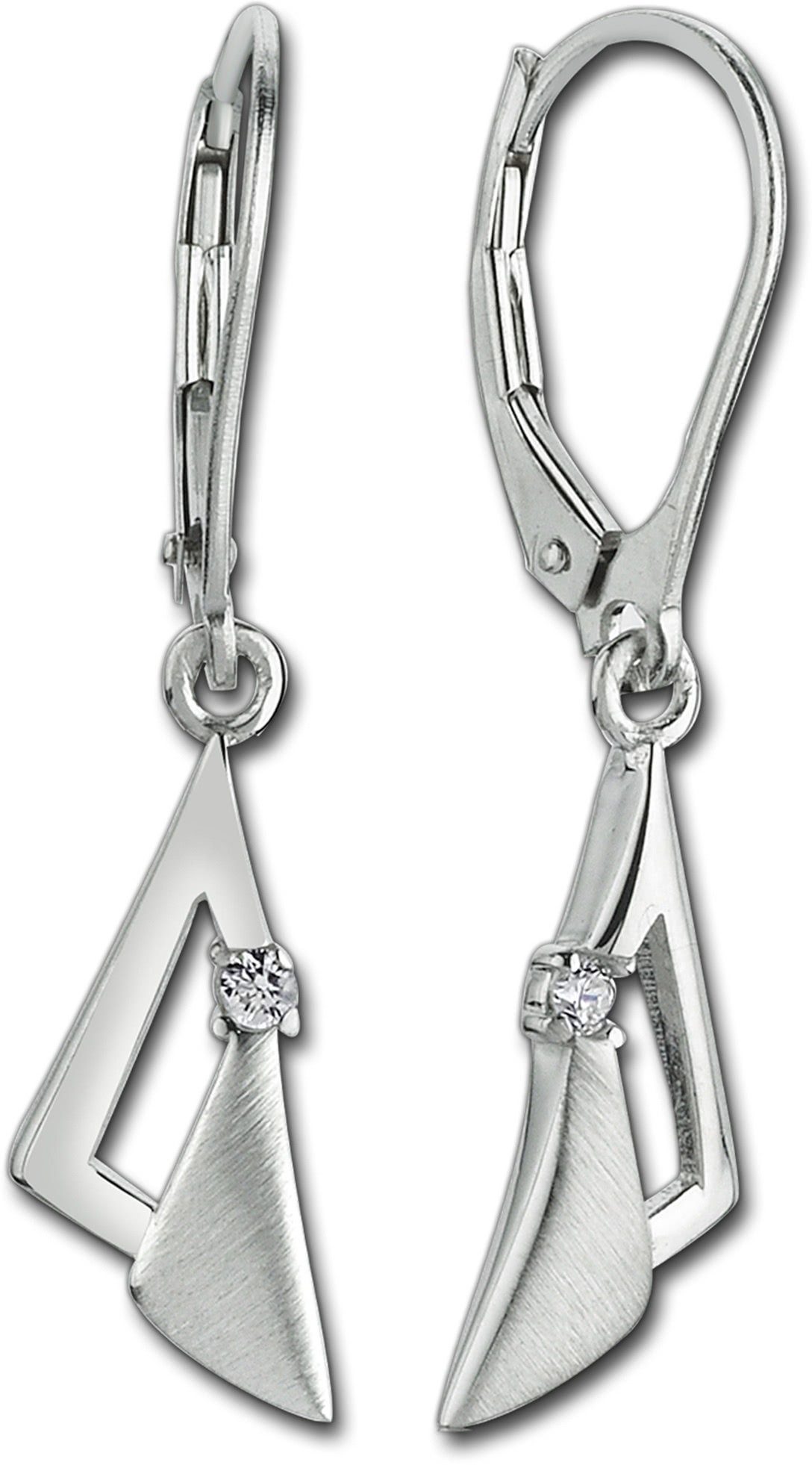 Balia Paar Ohrhänger Balia Damen Ohrringe matt-poliert (Ohrhänger), Damen Ohrhänger Dreieck aus 925 Sterling Silber, Länge ca. 3,3cm