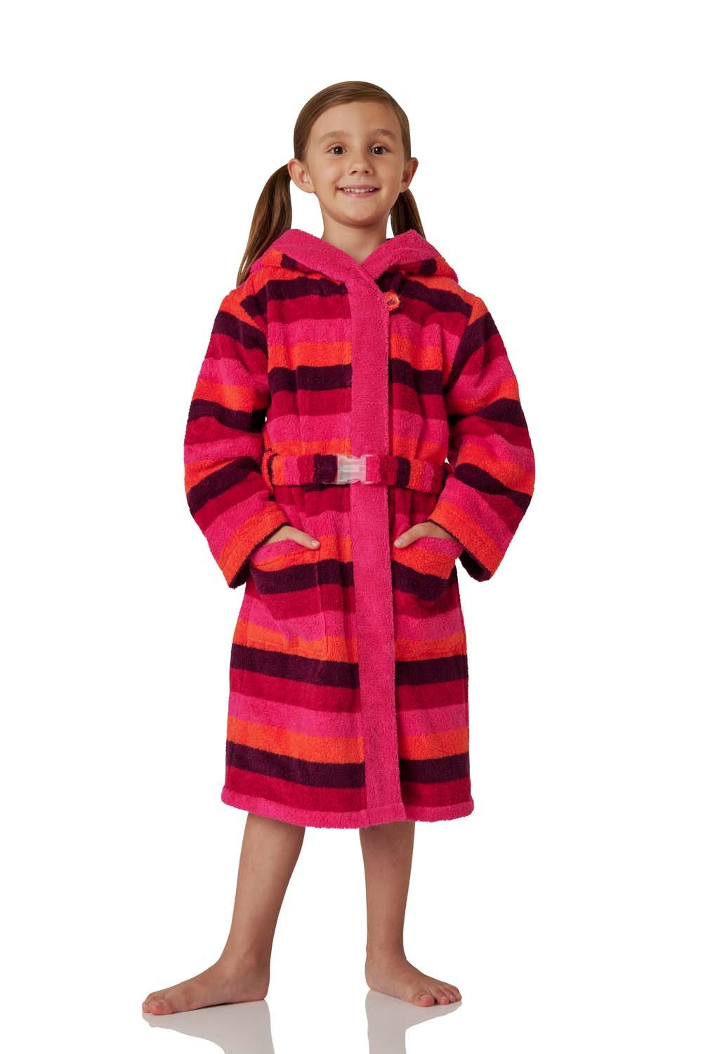 JAKO-O Kinderbademantel JAKO-O Bademantel Kinder mit Kapuze, Mädchen Jungen, fuchsia, Frottier, Mit Kapuze, elastischer Gürtel mit Klickverschluss – Bild 3 von 5