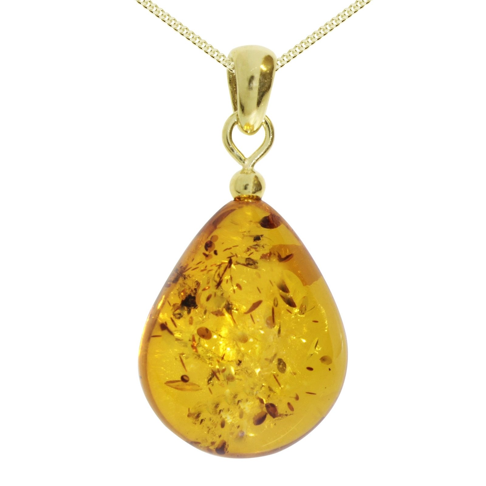 Kette mit Anhänger Ostsee-Schmuck Kette mit Anhänger Tropfen ca. 20 mm lang