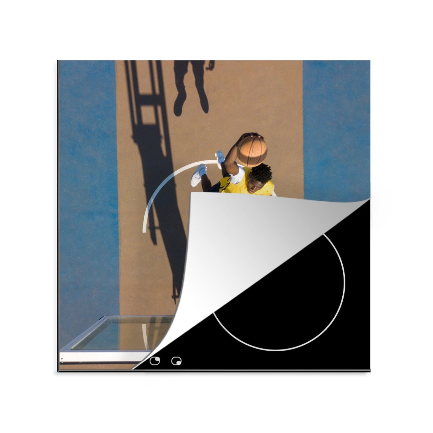 MuchoWow Herdblende-/Abdeckplatte Sport - Basketball - Netz, Vinyl, (1 tlg), 78x78 cm, Ceranfeldabdeckung, Arbeitsplatte für küche