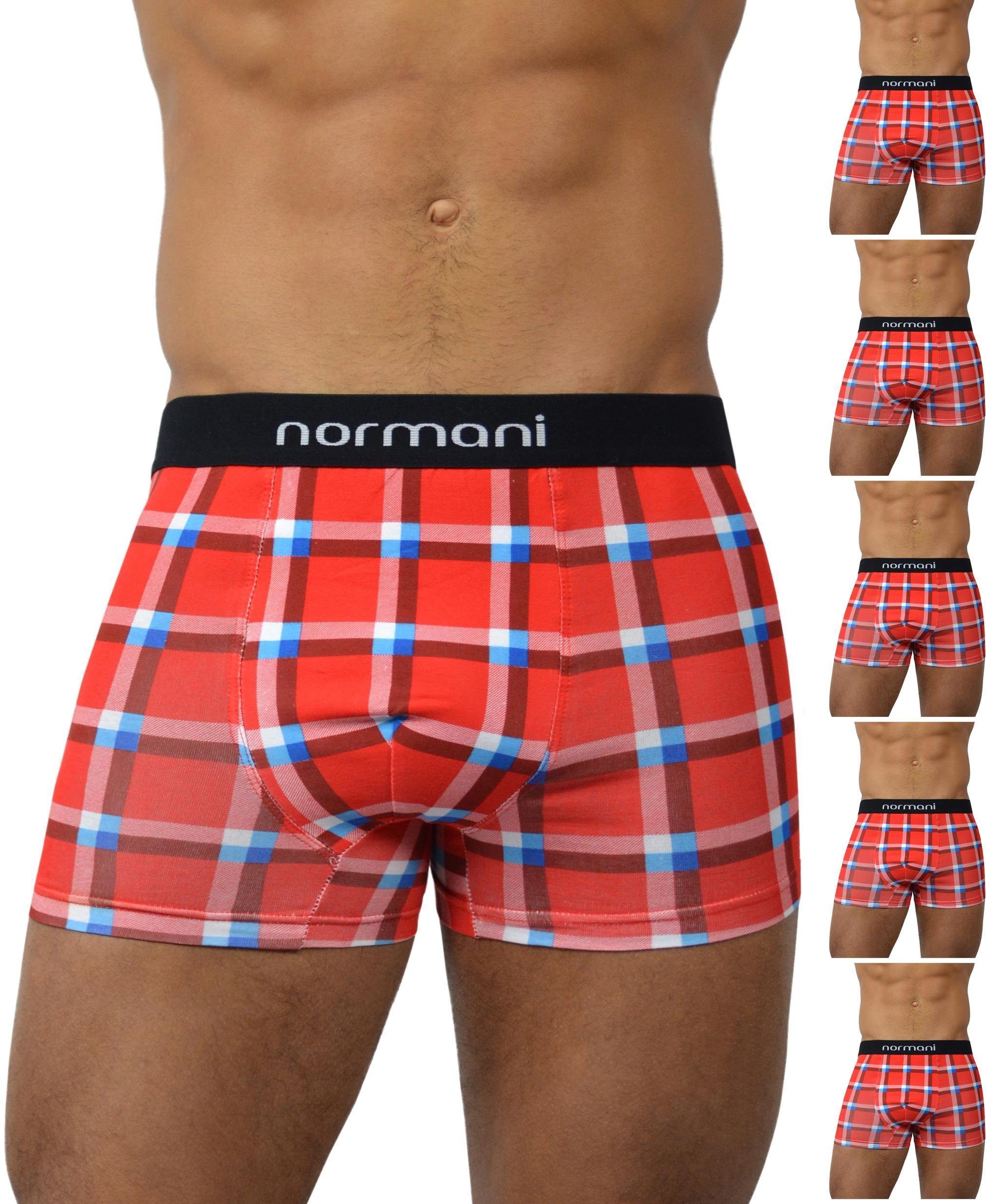 normani Retro Boxer 6 Stück Retro Boxershorts aus Baumwolle Unterhose aus atmungsaktiver Baumwolle Retro Square Red